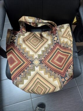 Boho Geometric Tote Bag in Brown and Tan